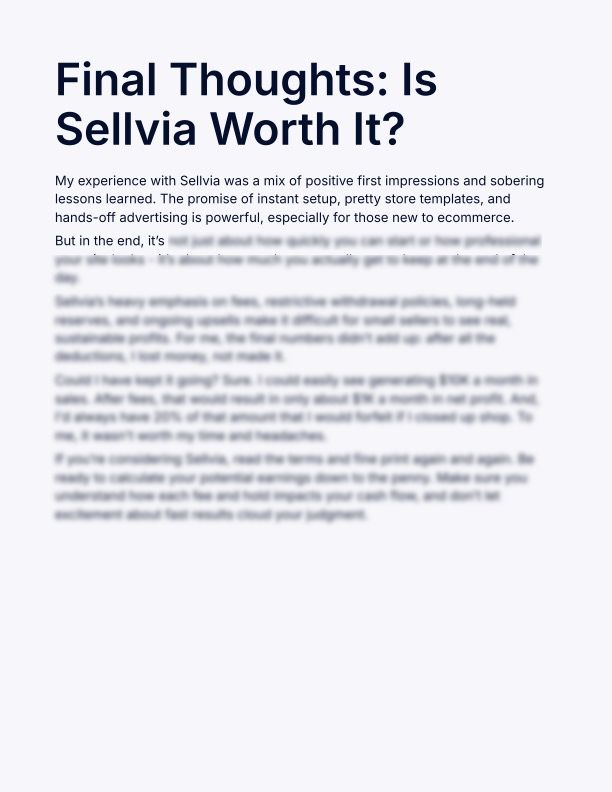 My Sellvia Experience - The Real Costs Behind the 14-Day Free Trial - Image 5
